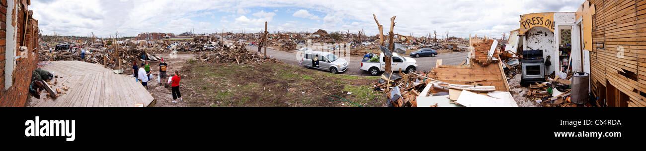 A panorama of tornado damage in Joplin, Missouri, May 25, 2011. Stock Photo
