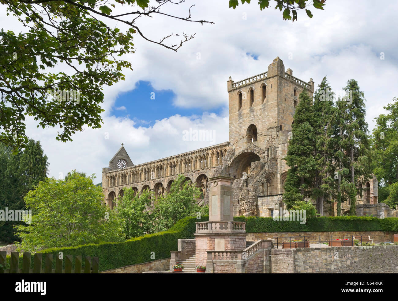 The ruins of the 12thC Augustinian Abbey in Jedburgh, Scottish Borders, Scotland, UK Stock Photo