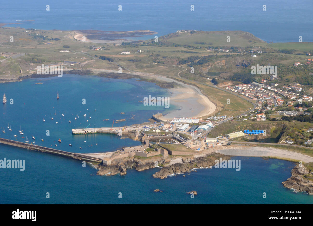 Aerial view of Alderney, Channel Islands Stock Photo