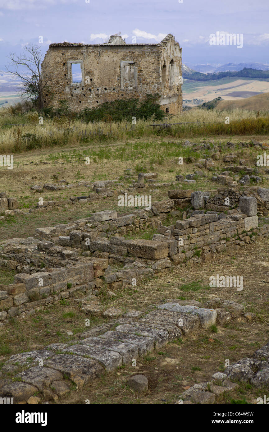 Old ruins in Aidone, Sicily, Italy, Mediterranean coast, Europe, EU. Stock Photo