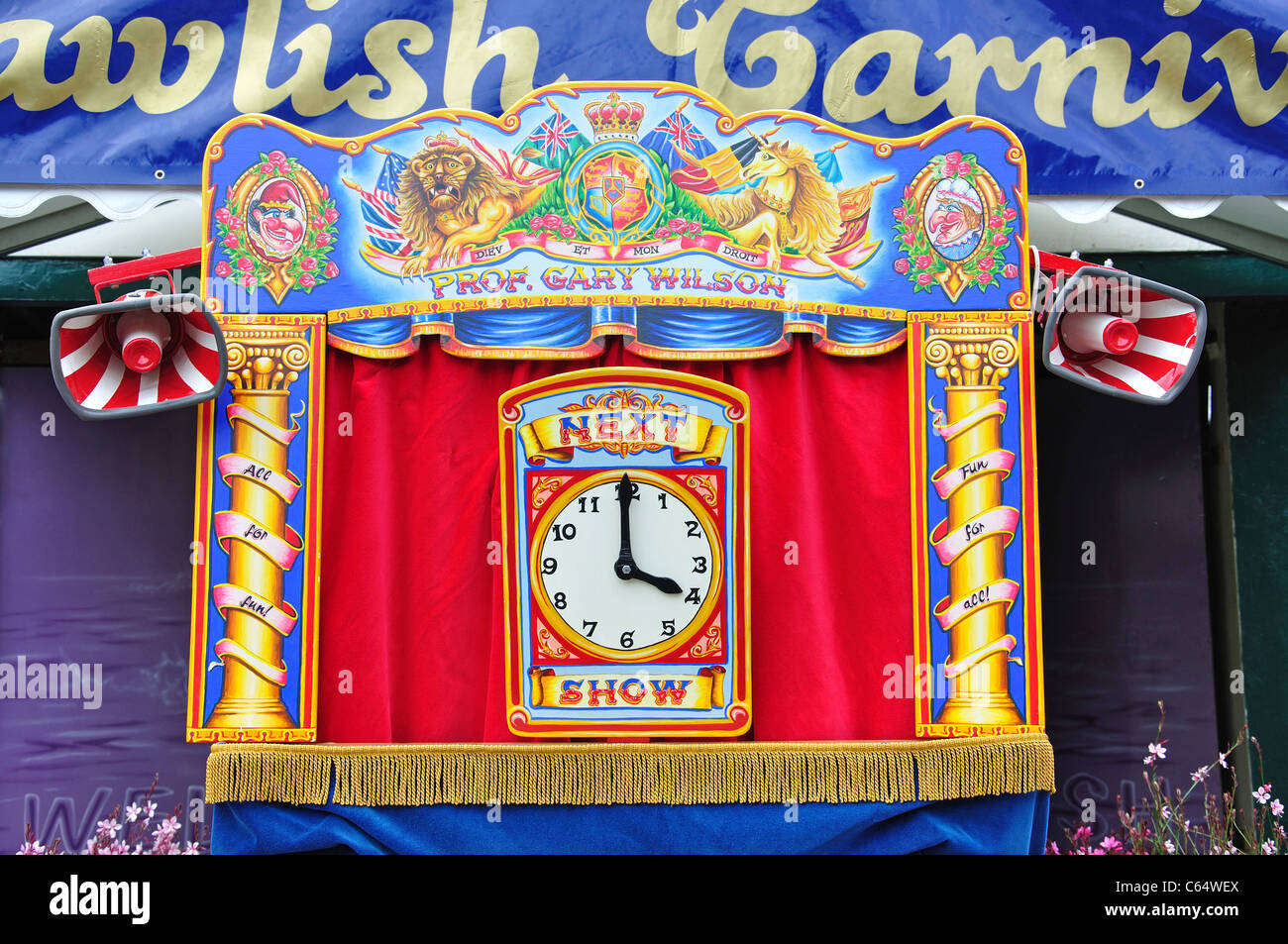 Punch and Judy show, Dawlish Carnival, Dawlish, Teignbridge District, Devon, England, United Kingdom Stock Photo