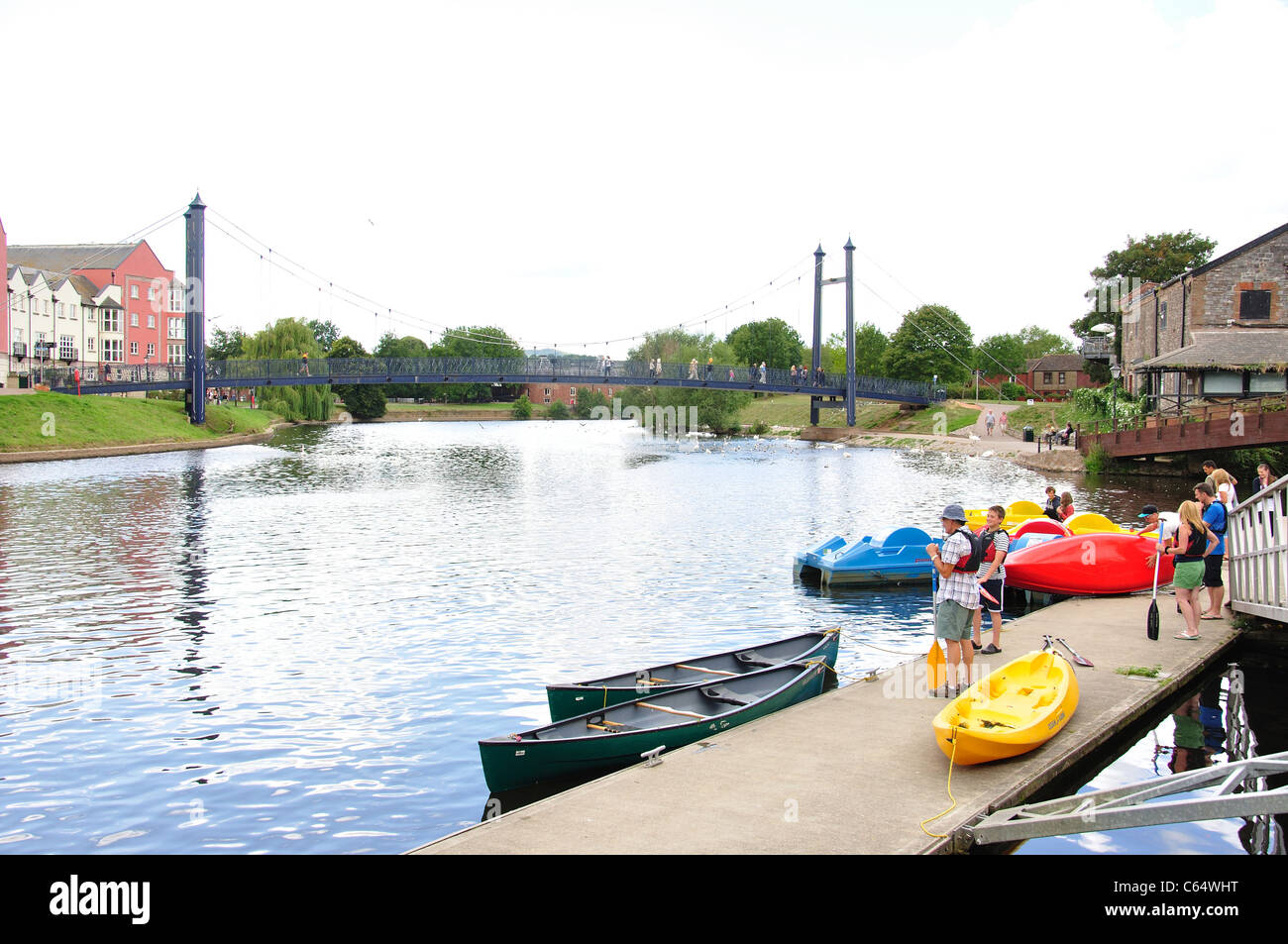 Floating wharf and kayaks, Exeter Historic Quayside, Exeter, Devon