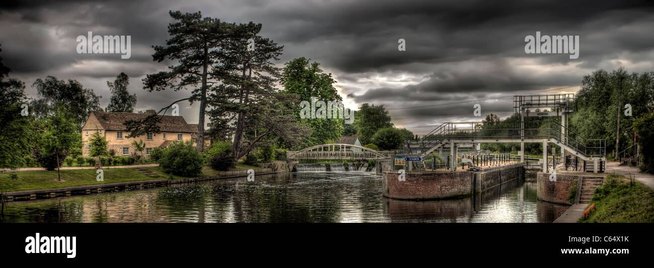 Bait's Bite Lock along the river Camb, just outside Cambridge Stock