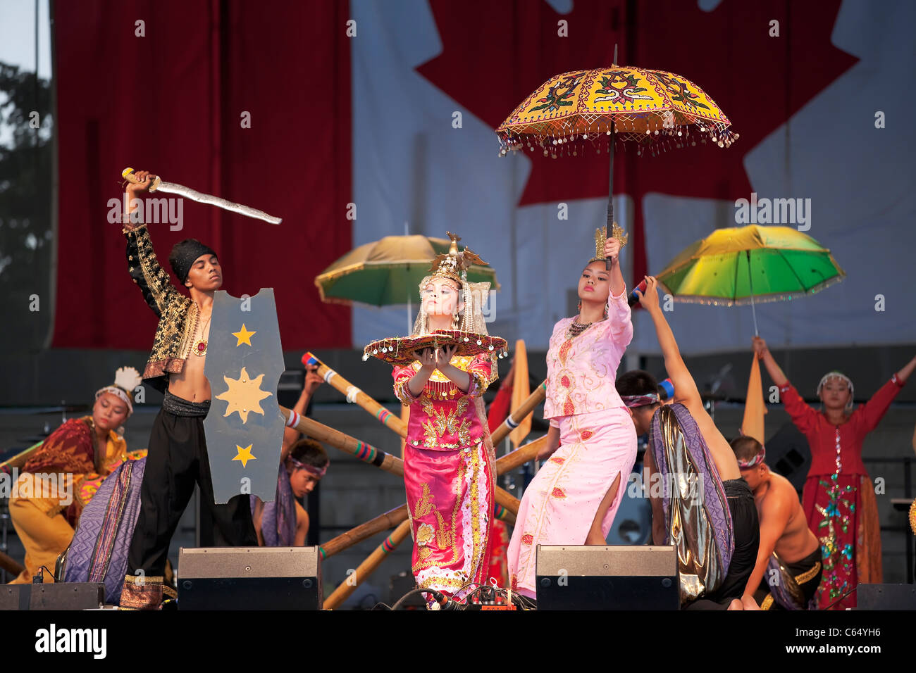 Filipino dancers performing at Folklorama.  Winnipeg, Manitoba, Canada. Stock Photo