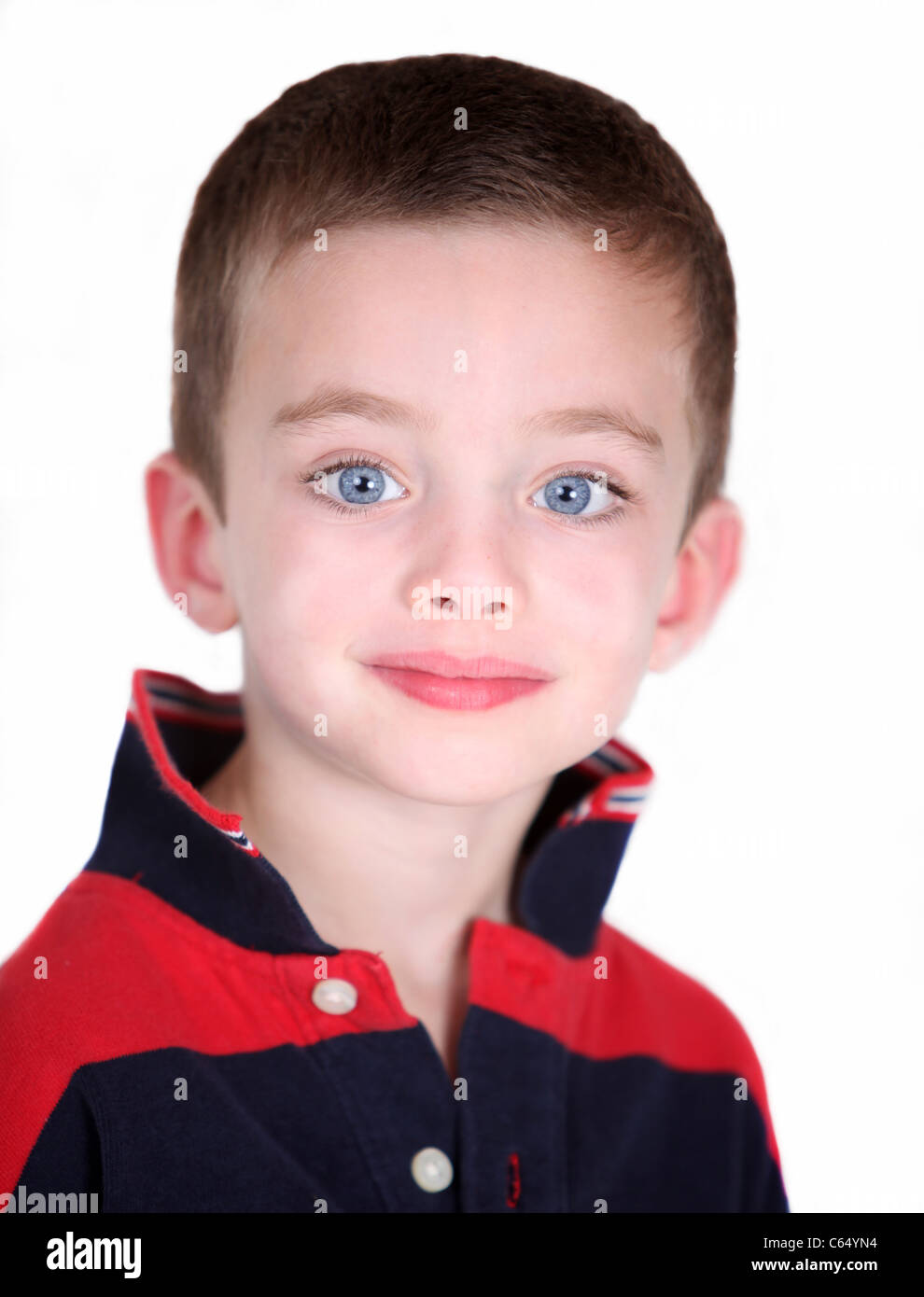 Young preschool boy isolated on white - close-up portrait Stock Photo ...