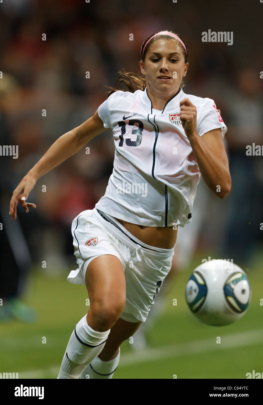 Alex Morgan of the United States in action during the FIFA Women's World Cup final against Japan July 17, 2011. Stock Photo