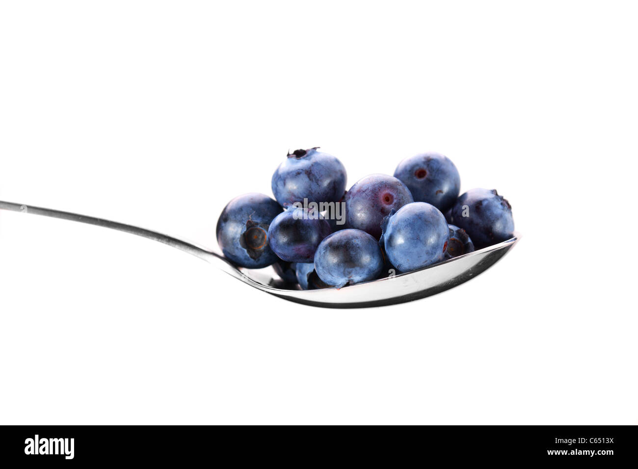 spoon blueberry Stock Photo
