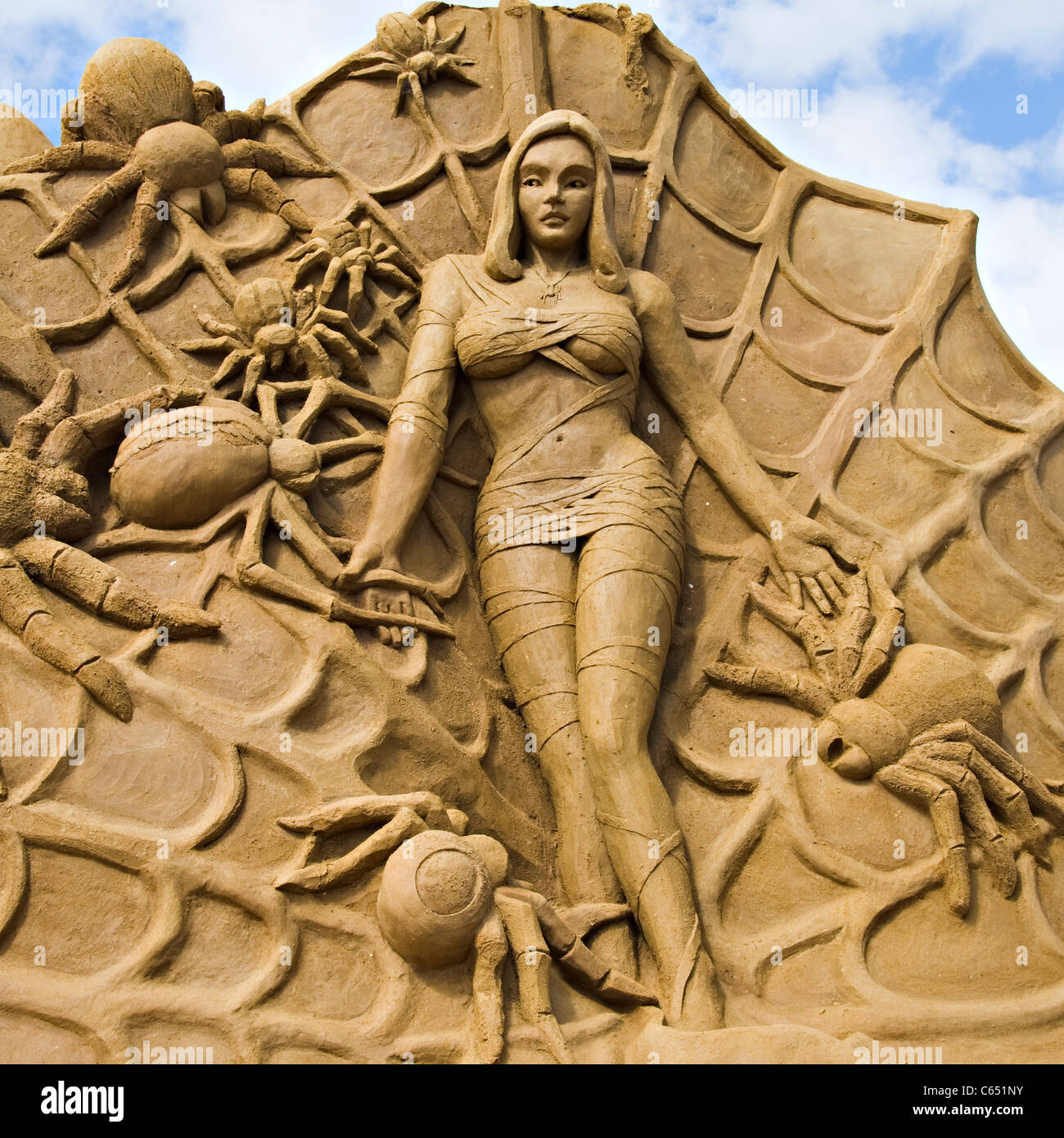 Visitors Look Sand Sculpture On Display Editorial Stock Photo - Stock Image