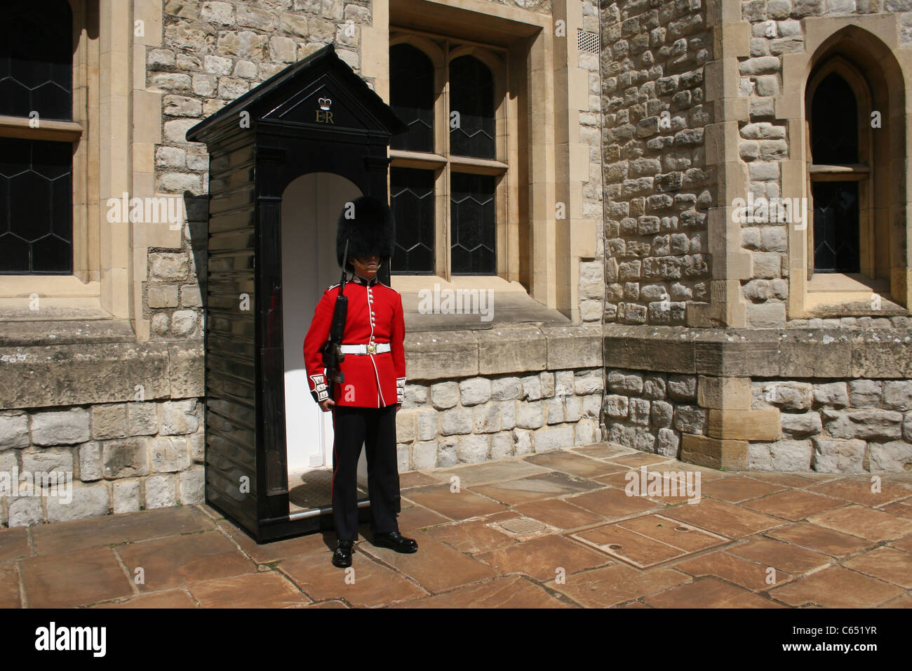 TOWER OF LONDON.GRENADIER GUARD. Stock Photo