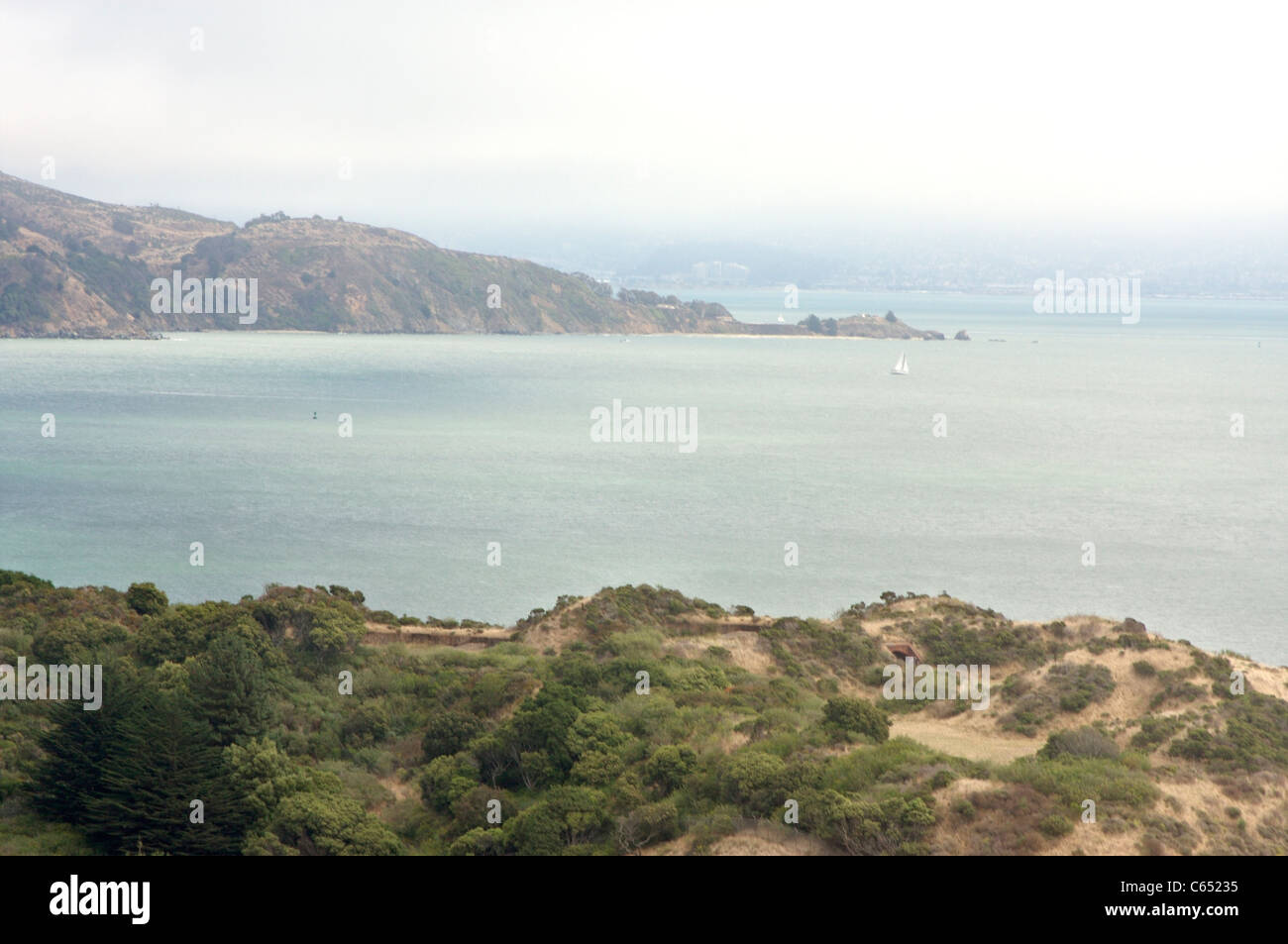 The San Francisco Bay Viewed from Horseshoe Bay in California Stock Photo