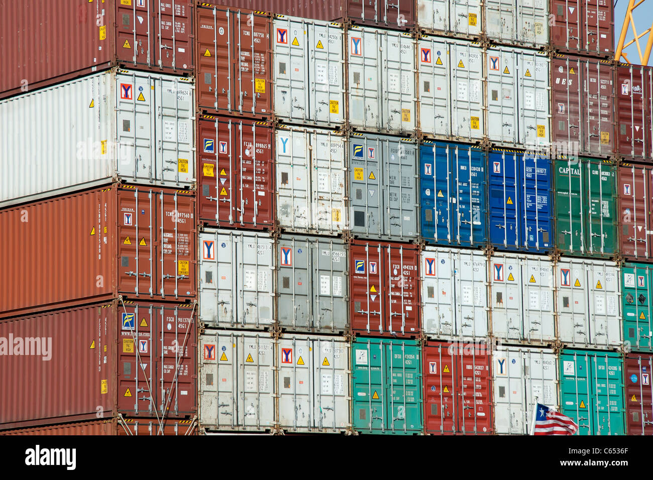 View of the containers loaded,installed and securely tied on a