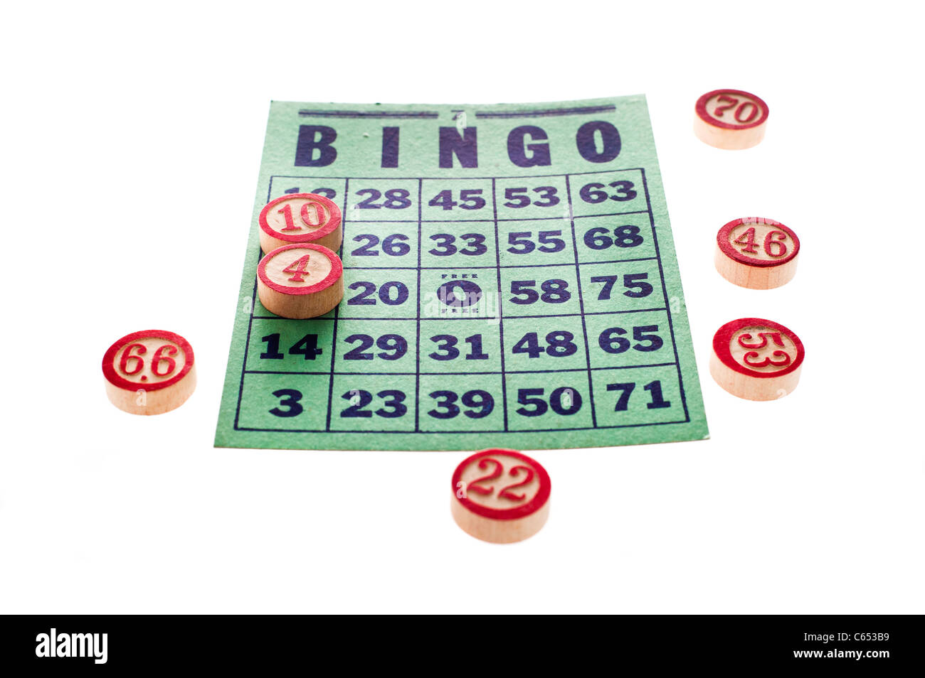 vintage bingo card and markers Stock Photo Alamy