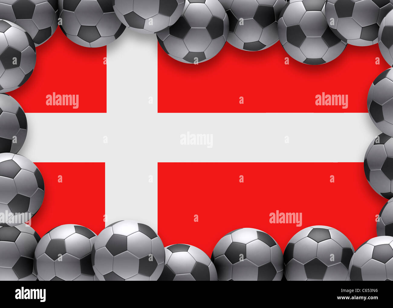 Flag of Denmark football soccer Stock Photo