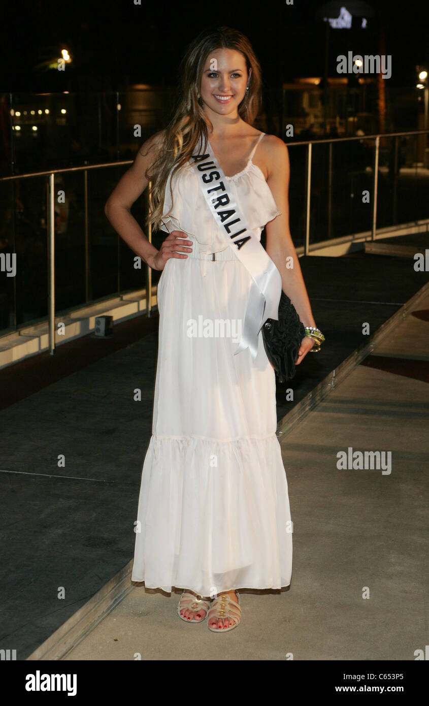 Jesinta Campbell (Miss Australia) at arrivals for Miss Universe Welcome Event, Mandalay Bay Resort & Hotel, Las Vegas, NV August 13, 2010. Photo By: James Atoa/Everett Collection Stock Photo