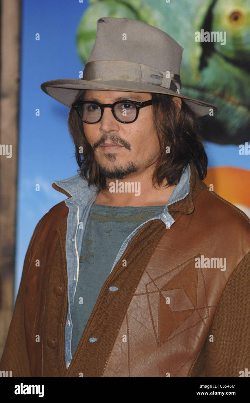 Johnny Depp at arrivals for RANGO Premiere, Village Theatre in Westwood, Los Angeles, CA February 14, 2011. Photo By: Elizabeth Stock Photo