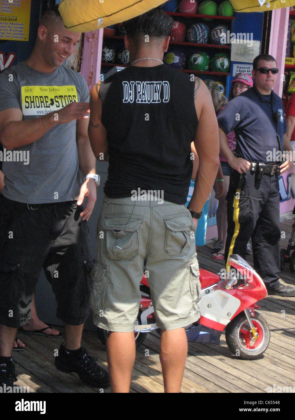 Paul Delvecchio, aka DJ Pauly D, Deena Nicole Cortese, Michael Sorrentino, aka The Situation out and about for JERSEY SHORE Season Two Celebrity Candids - FRI, the boardwalk, Seaside Heights, NJ August 20, 2010. Photo By: Doug Fallone/Everett Collection Stock Photo