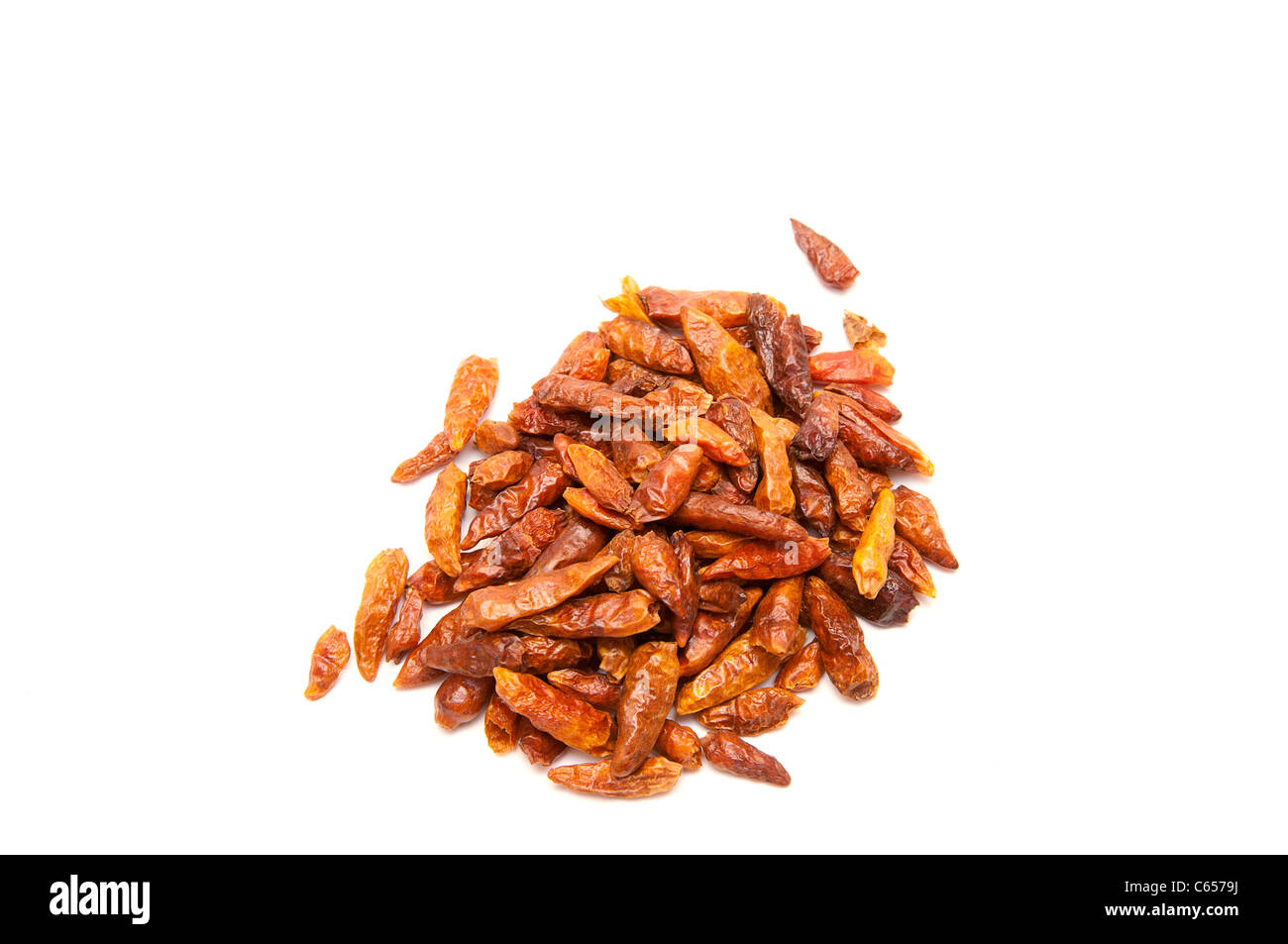 Dried bird eye chili on white background Stock Photo Alamy
