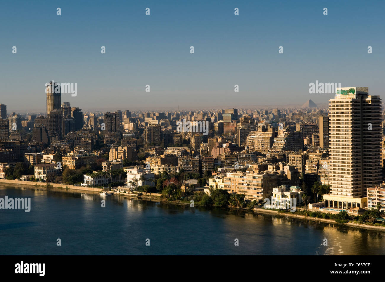 Nile River and cityscape of Cairo Egypt Stock Photo