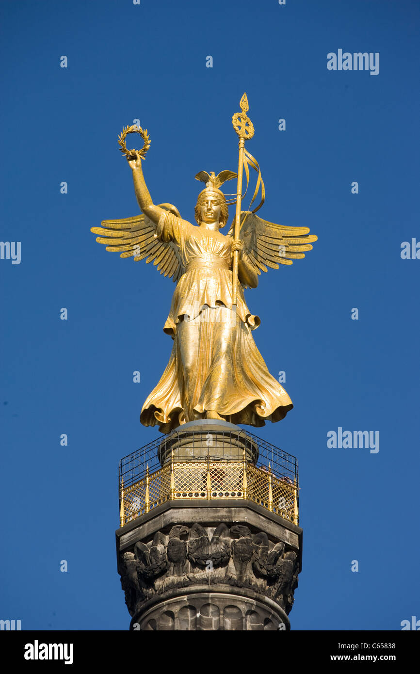Gold statue, Victory Column, Berlin, Germany Stock Photo