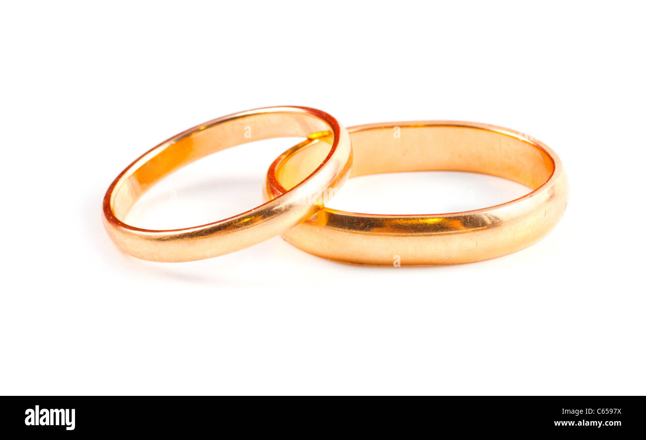 Wedding Rings Stock Image Wedding rings isolated on white background Stock Photo - Alamy