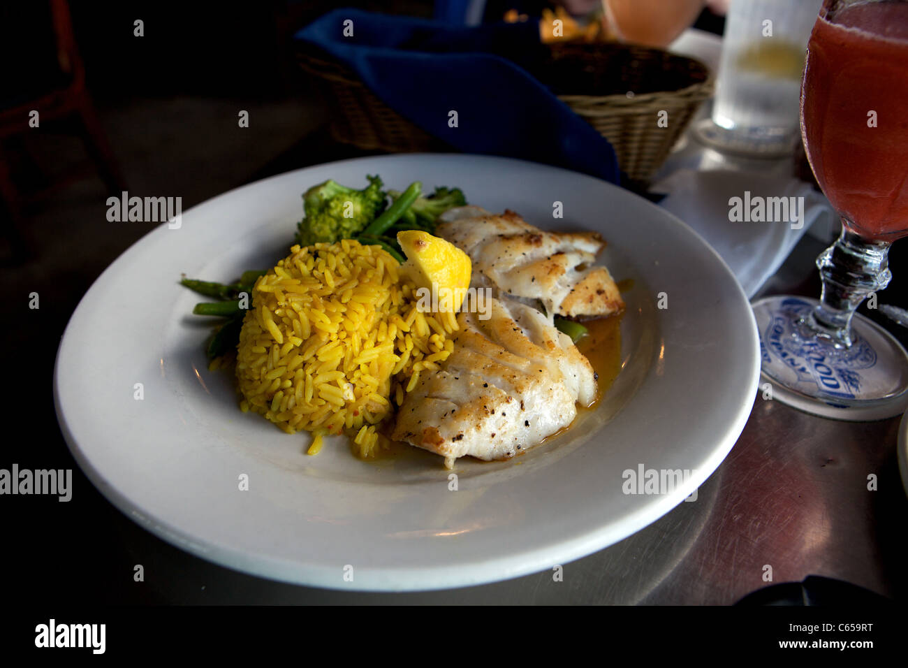 Grouper at the Conch Republic Seafood Company in Key West. Stock Photo