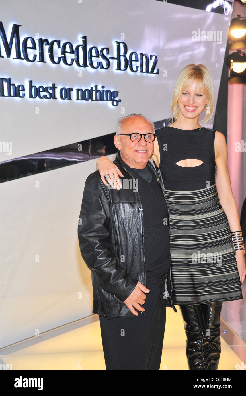 Designer Max Azria, Karolina Kurkova, wearing Hervé Léger at a ...