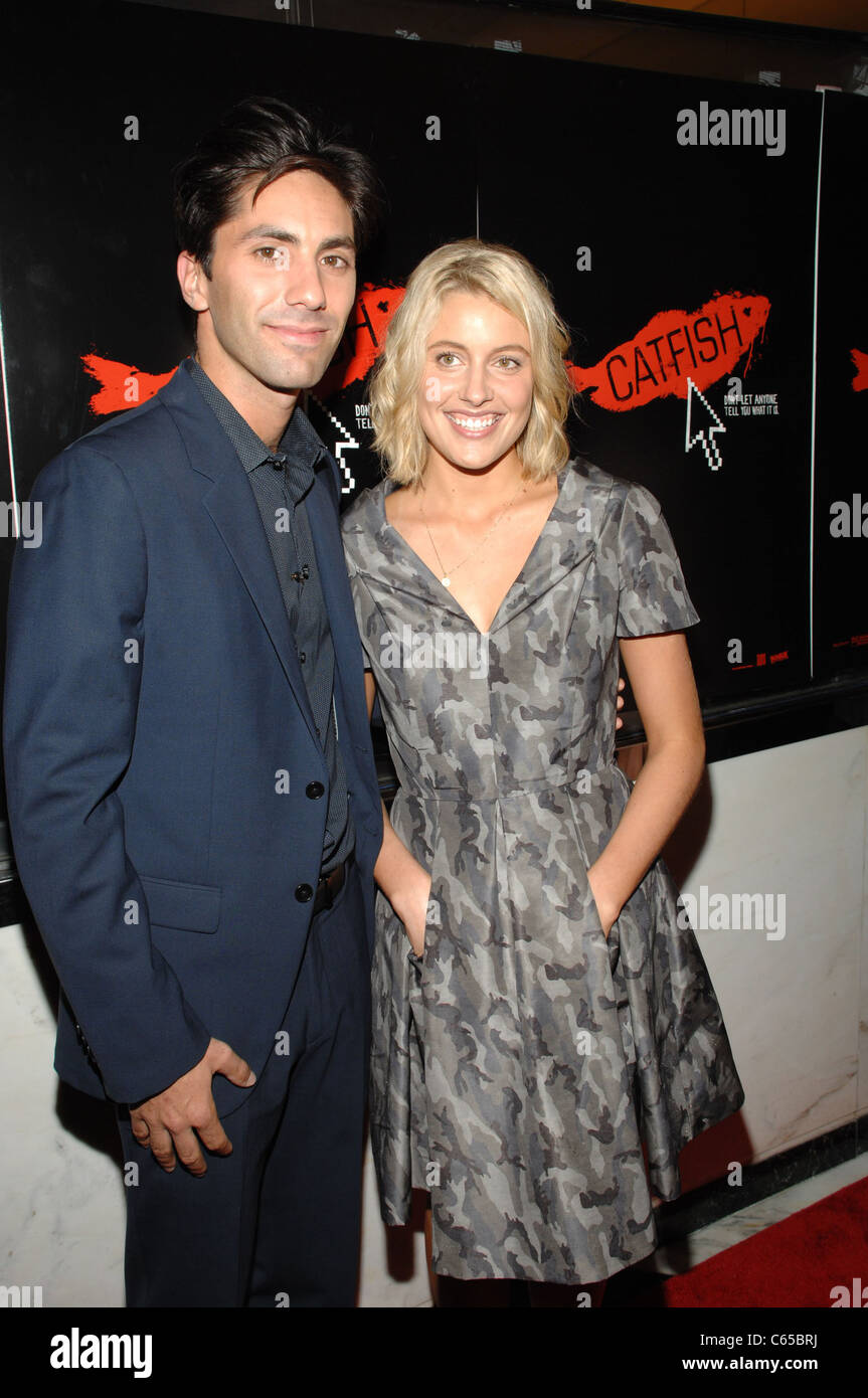 Nev Schulman, Greta Gerwig at arrivals for CATFISH Premiere, The Paris Theatre, New York, NY September 13, 2010. Photo By: William D. Bird/Everett Collection Stock Photo