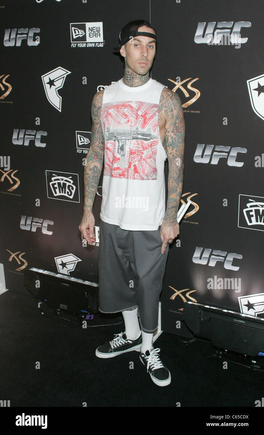 Travis Barker at arrivals for Stars and Straps MAGIC Convention Kick Off Party, XS Nightclub located inside Encore Las Vegas, Las Vegas, NV February 15, 2011. Photo By: James Atoa/Everett Collection Stock Photo