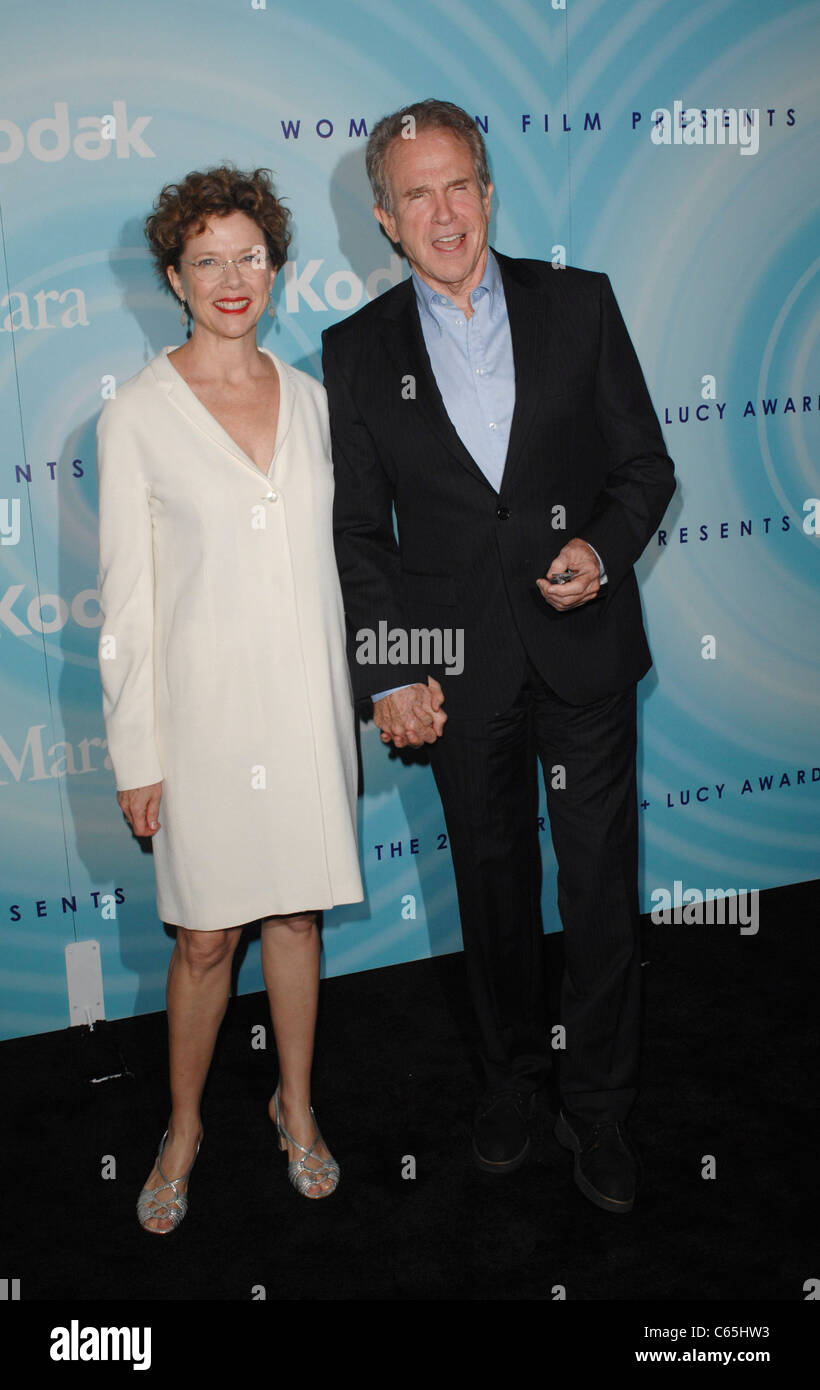 Annette Bening, Warren Beatty at arrivals for 2011 Women In Film Crystal + Lucy Awards, Beverly Hilton Hotel, New York, NY June Stock Photo