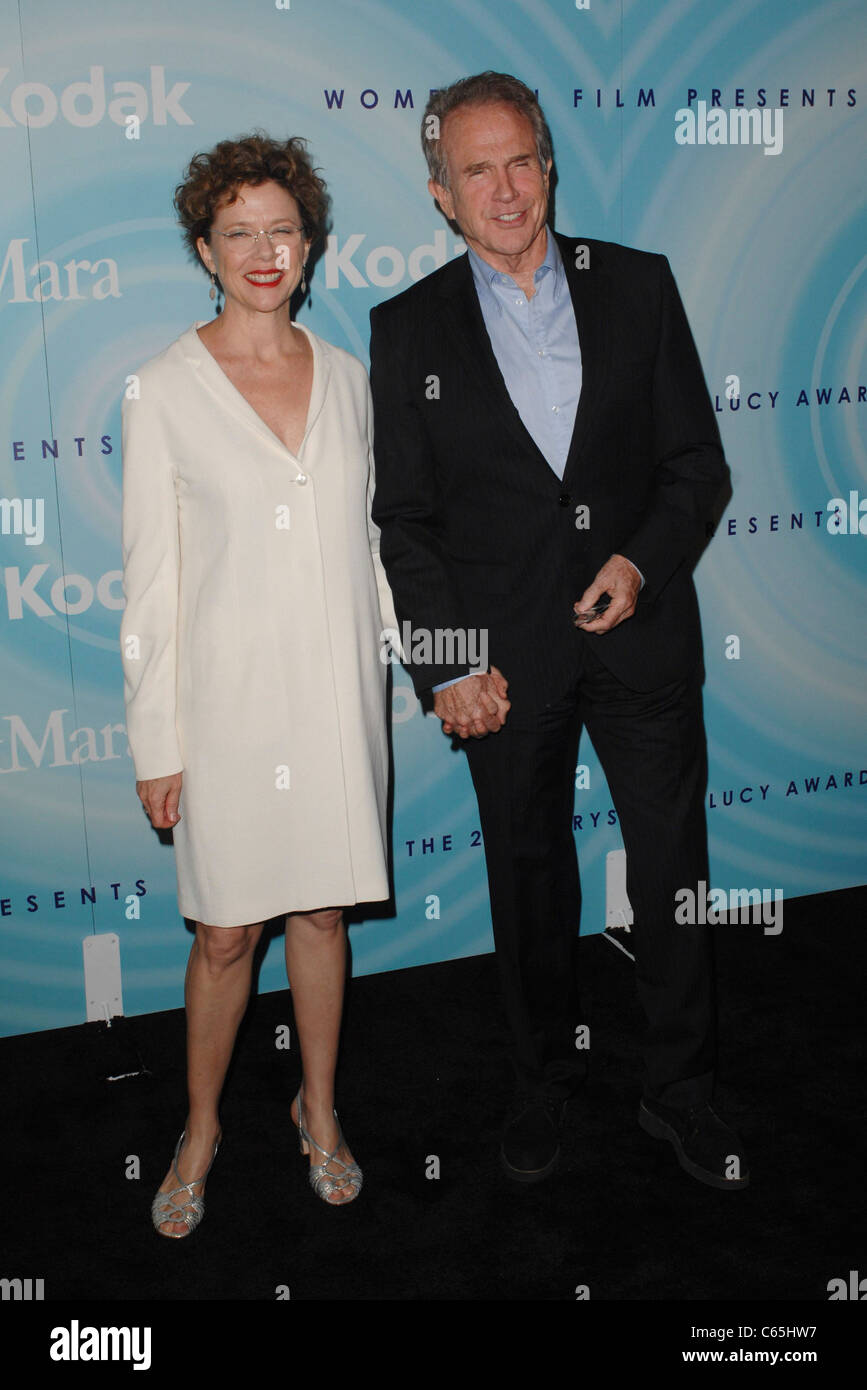 Annette Bening, Warren Beatty at arrivals for 2011 Women In Film Crystal + Lucy Awards, Beverly Hilton Hotel, New York, NY June Stock Photo