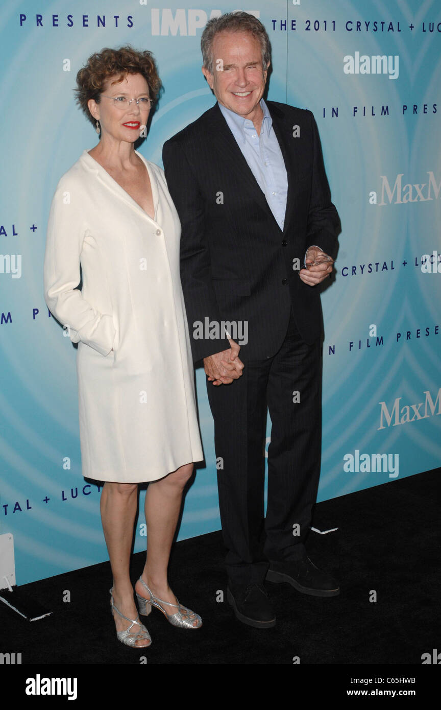 Annette Bening, Warren Beatty at arrivals for 2011 Women In Film Crystal + Lucy Awards, Beverly Hilton Hotel, New York, NY June Stock Photo