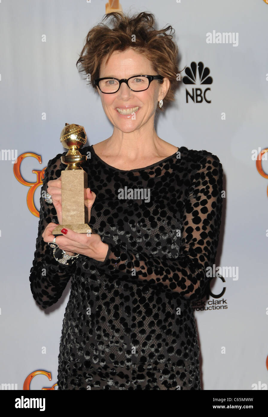 Annette Bening in the press room for The Hollywood Foreign Press Association 68th Annual Golden Globes Awards - PRESS ROOM, Beverly Hilton Hotel, Los Angeles, CA January 16, 2011. Photo By: Dee Cercone/Everett Collection Stock Photo