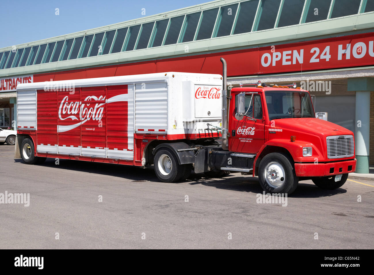 coca-cola delivery truck Saskatoon Saskatchewan Canada Stock Photo