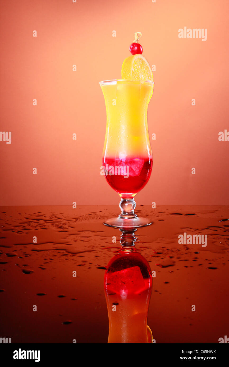 Tequila Sunrise with grenadine and orange juice Stock Photo Alamy