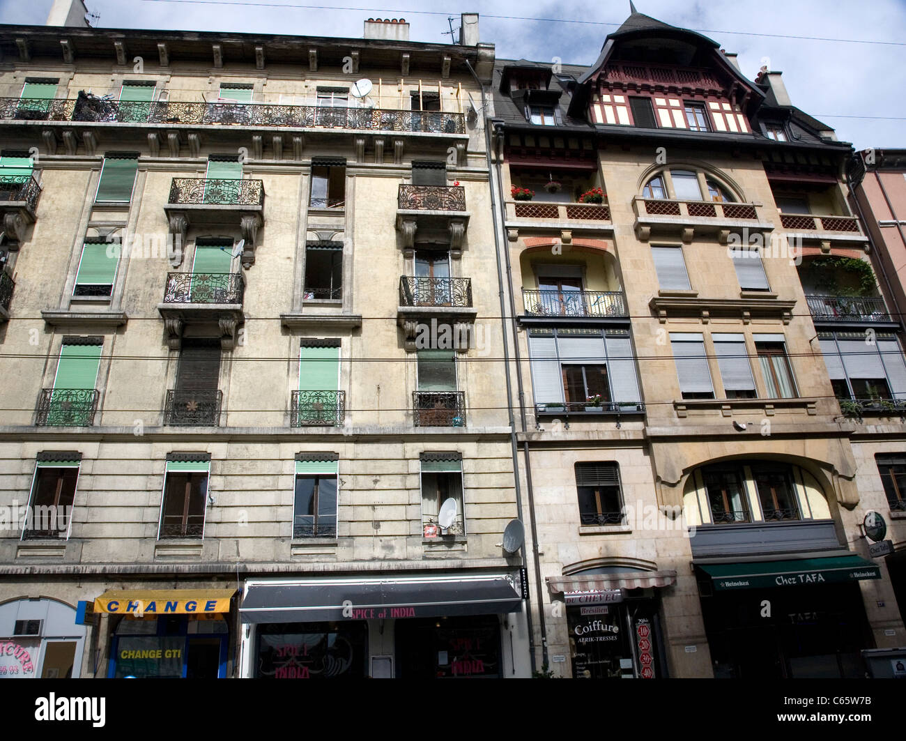 Geneva's Rue Lausanne Buildings and shops Stock Photo Alamy