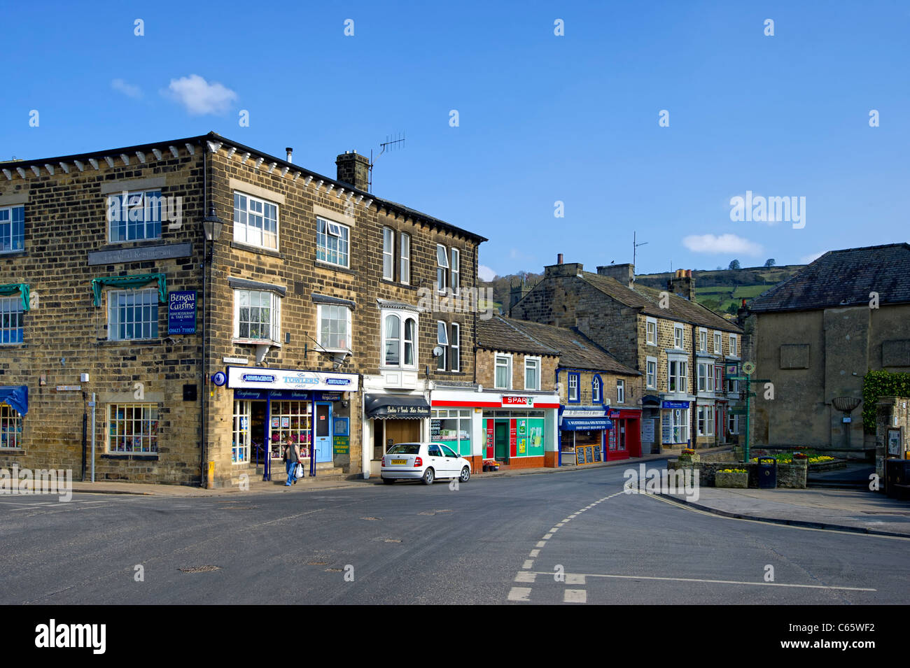 View of the High Street in Pateley Bridge, North Yorkshire Stock Photo