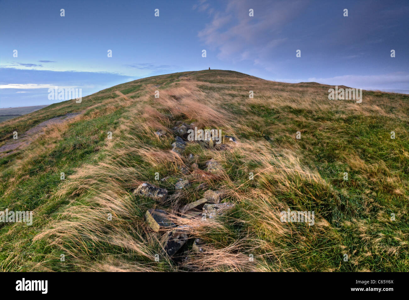 View of summit of Mam Tor,The Peak District, Derbeyshire Stock Photo
