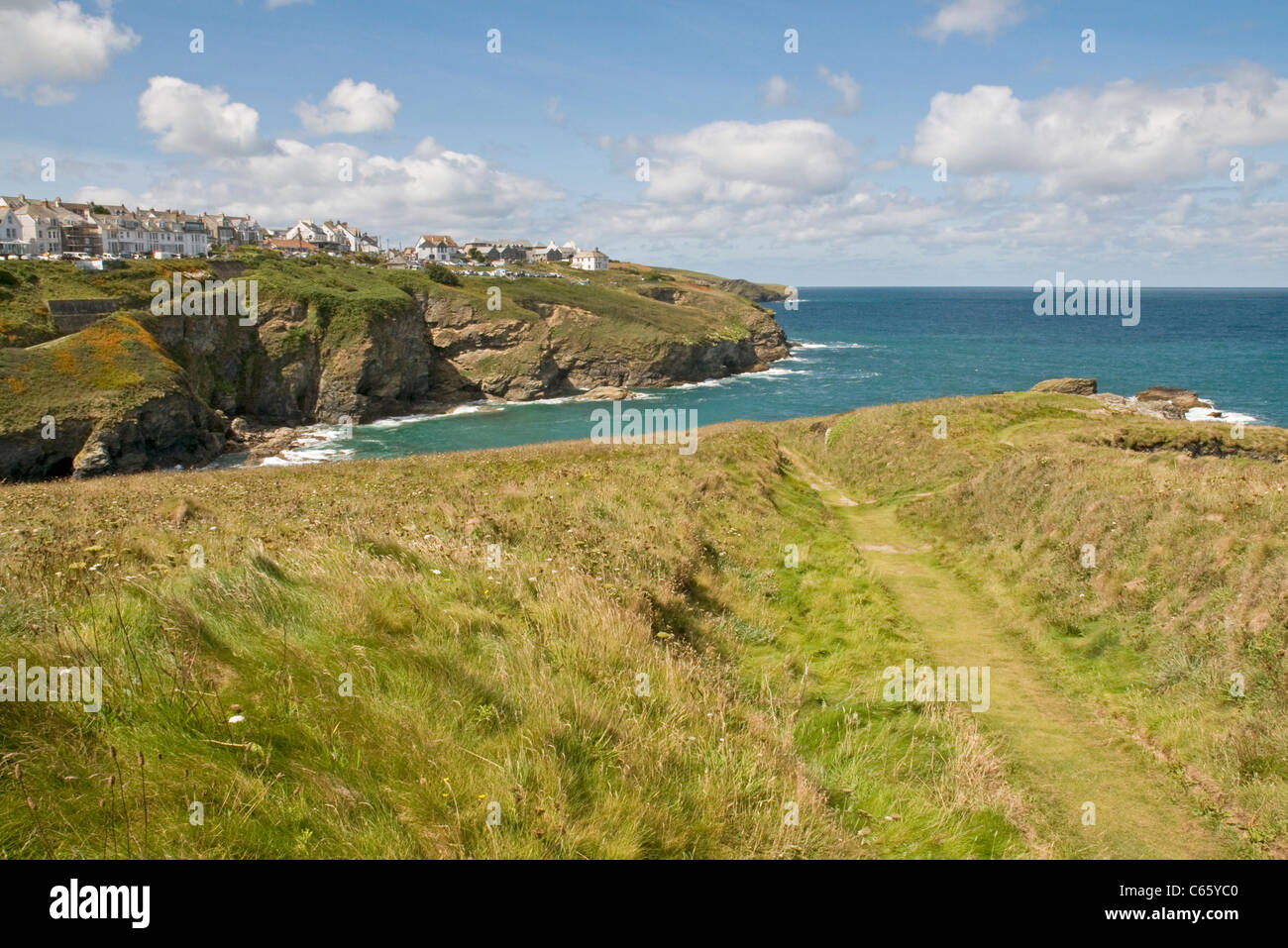 View westwards to Port Isaac from the coast path near Port Gaverne