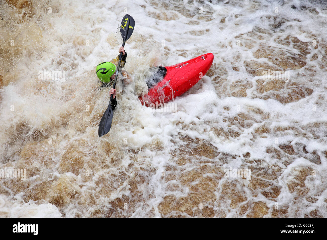 Kayaker's on the River Tees at Low Force Upper Teesdale County Durham UK Stock Photo