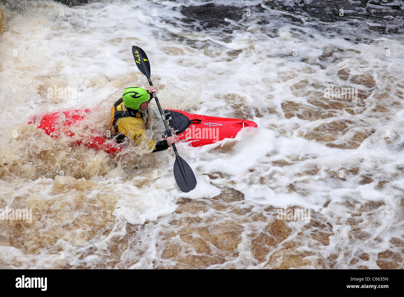 Kayaker's on the River Tees at Low Force Upper Teesdale County Durham UK Stock Photo