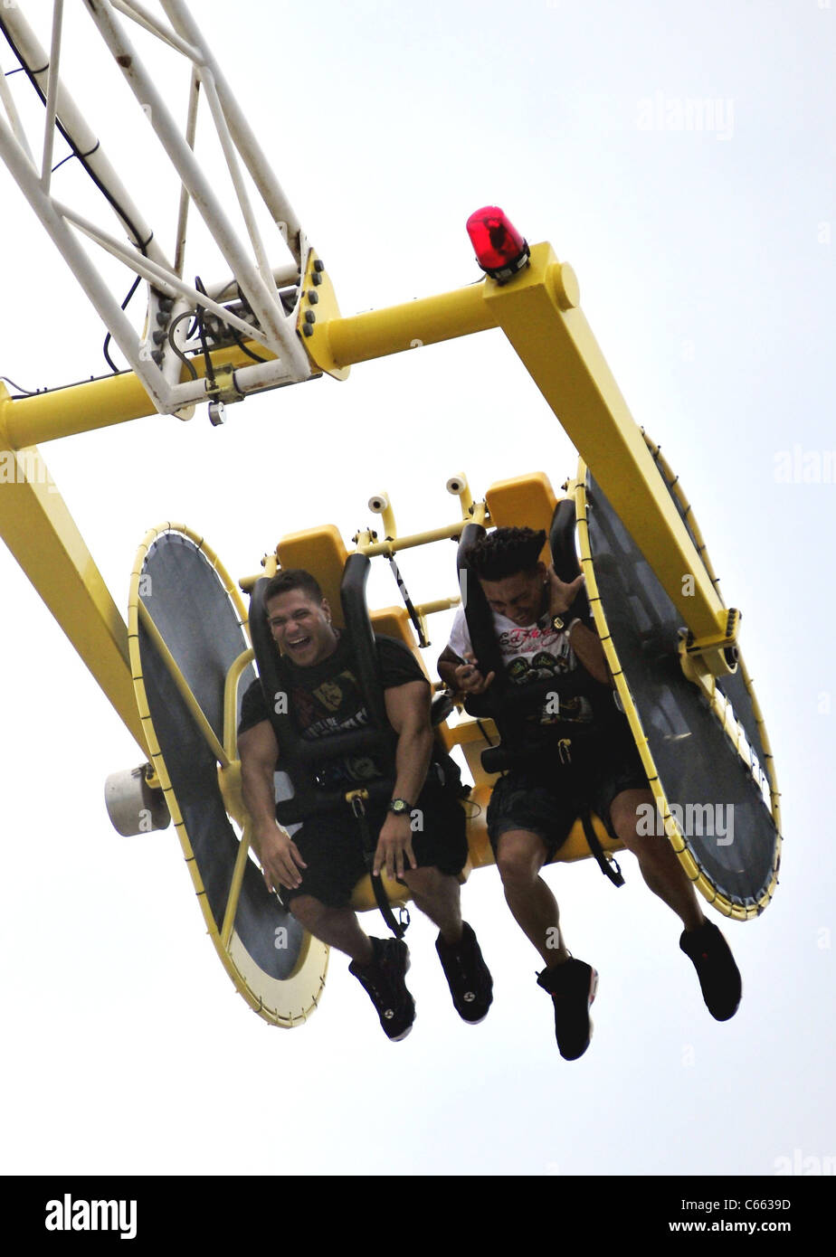 Ronnie Ortiz-Magro, Paul DelVecchio,( DJ Pauly D), on the boardwalk out and about for JERSEY SHORE Season Two Celebrity Candids - TUE, , Seaside Heights, NJ August 17, 2010. Photo By: William D. Bird/Everett Collection Stock Photo