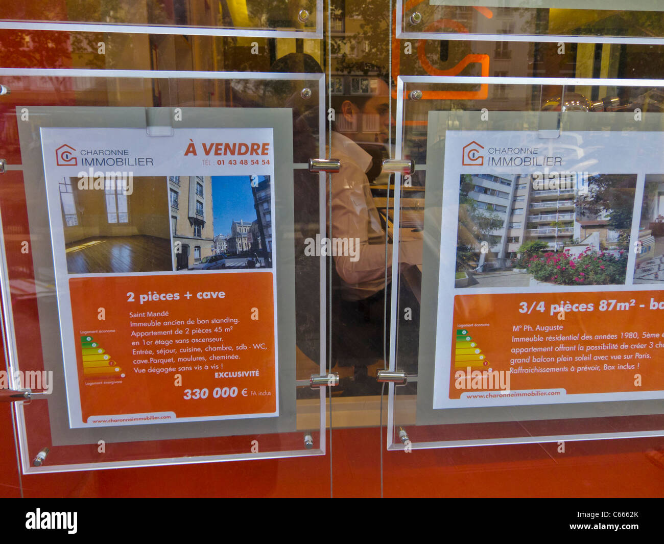 Paris, France, French Real Estate Agency Window with French Apartment