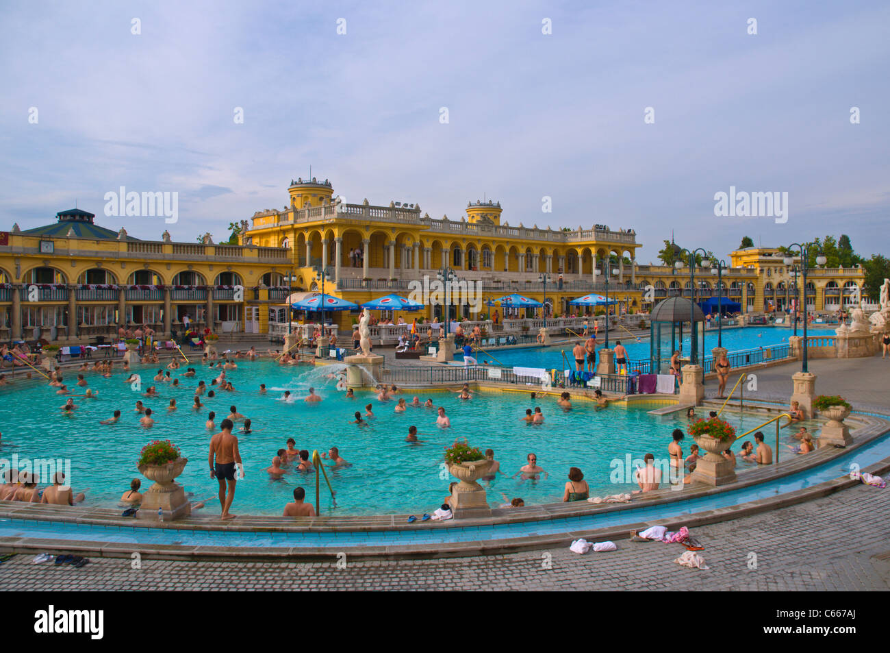 Szechenyi fürdö the famous spa in City Park central Budapest Hungary Europe Stock Photo