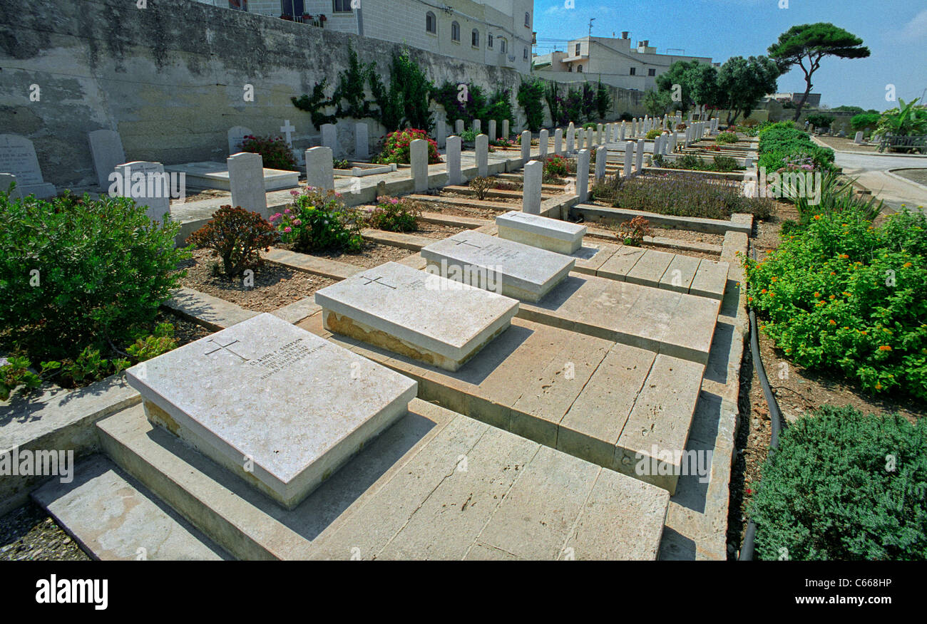 Malta (Capuccini) Naval Cemetery. Maintained by the Commonwealth War Graves Commission. Stock Photo