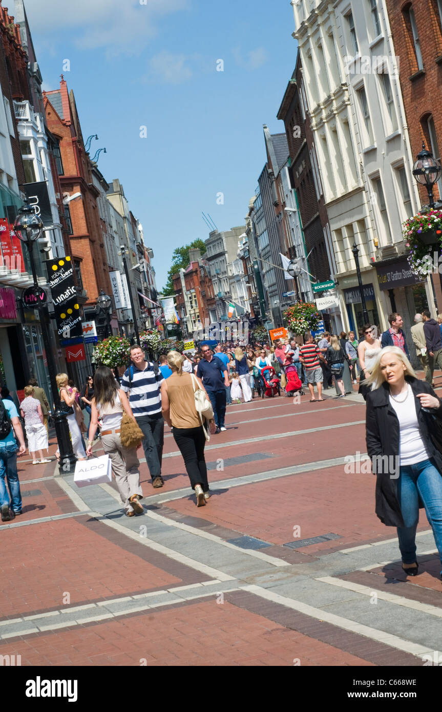 Shoppers on Grafton Street, in Dublin, Ireland Stock Photo