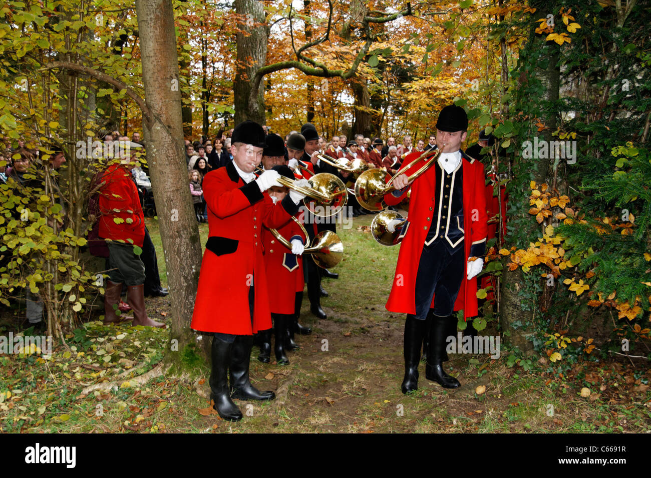 Mass Of St. Hubert, Concert Hunting Horn, Hunt In The Forest Of Andaines  (Orne, France Stock Photo - Alamy