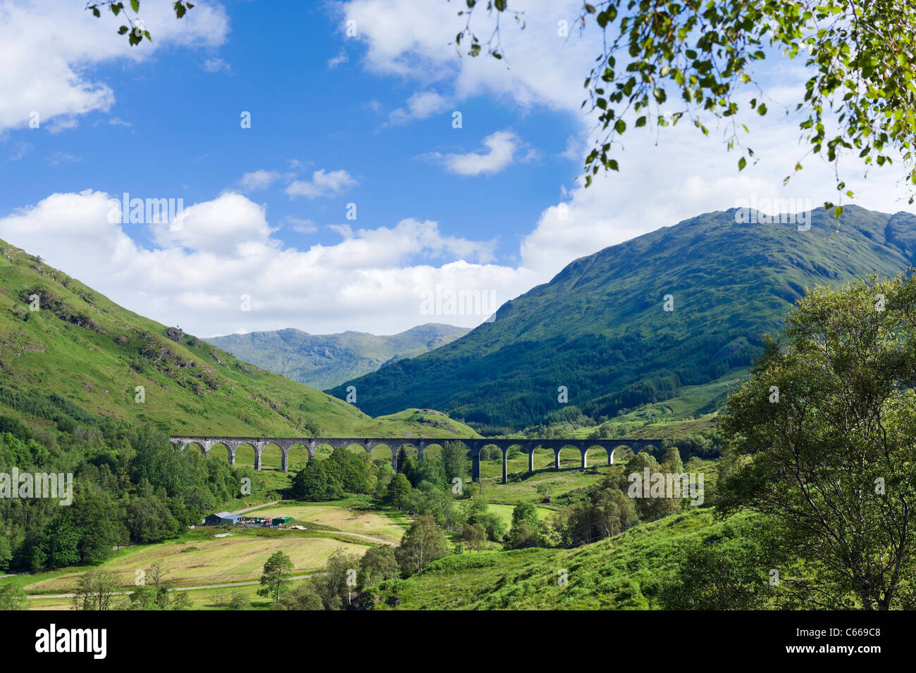 View of the Glenfinnan Viaduct on the West Highland Line, Glenfinnan, Lochabar, Scottish