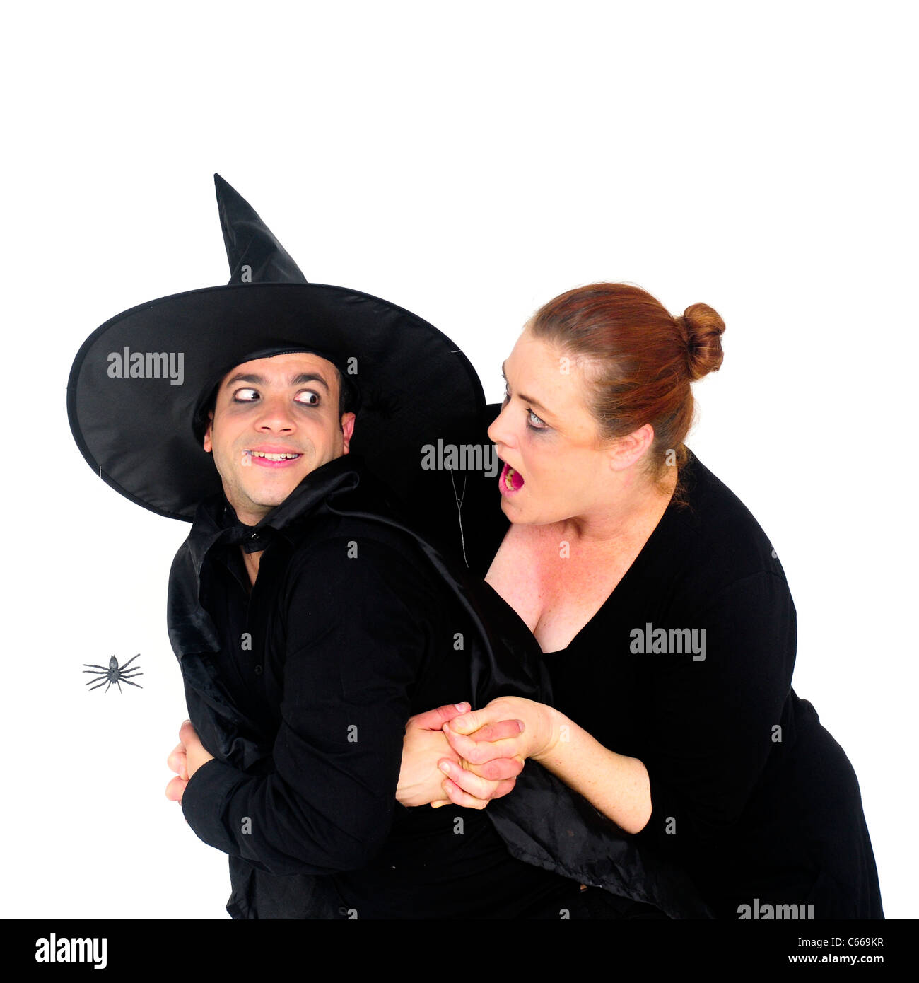 Witches and spider On white Background Stock Photo