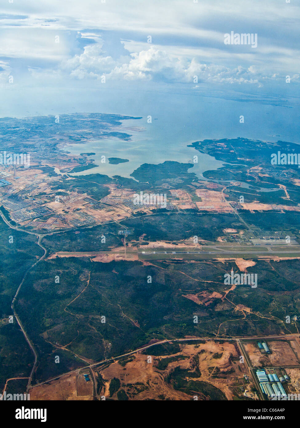 Island of Batam in Indonesia - Runway at Hang Nadim Airport. Stock Photo