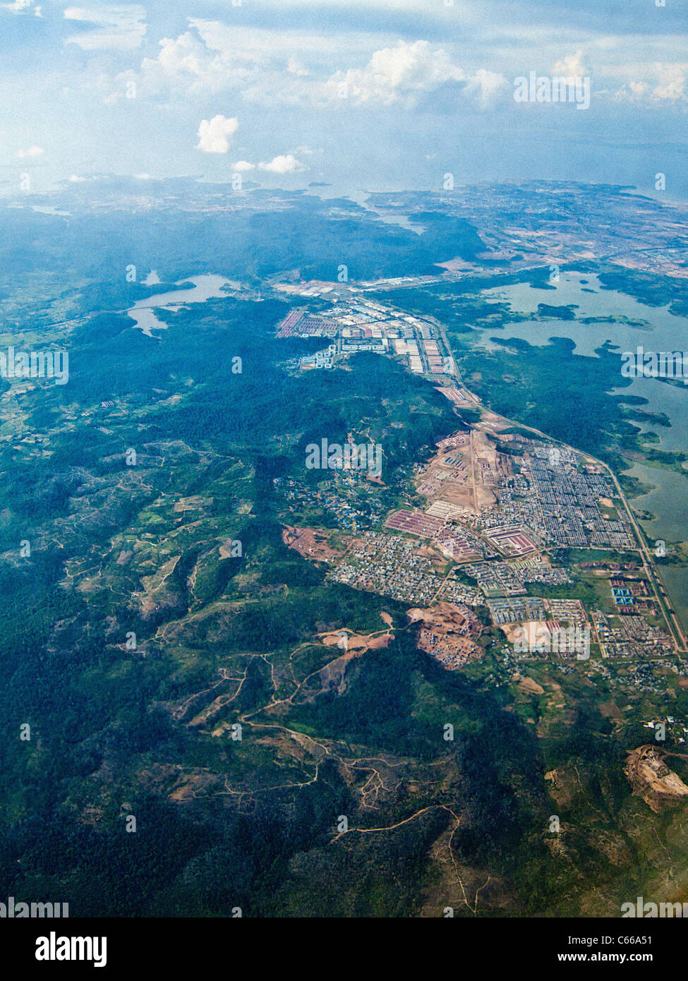 Aerial view of the Island of Batam in Indonesia. Stock Photo